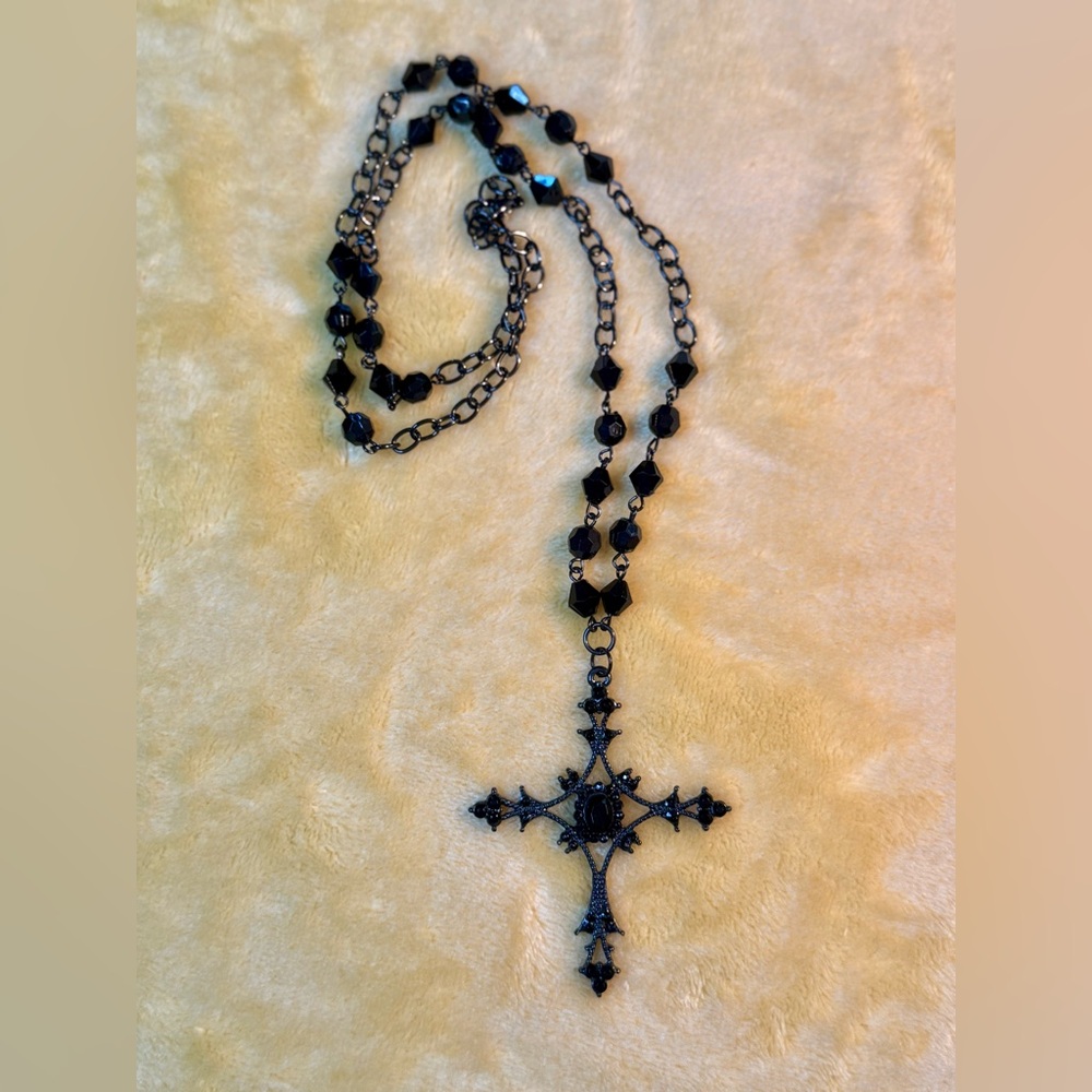 Victorian Era Gothic Cross Necklace - Picture 2 of 7